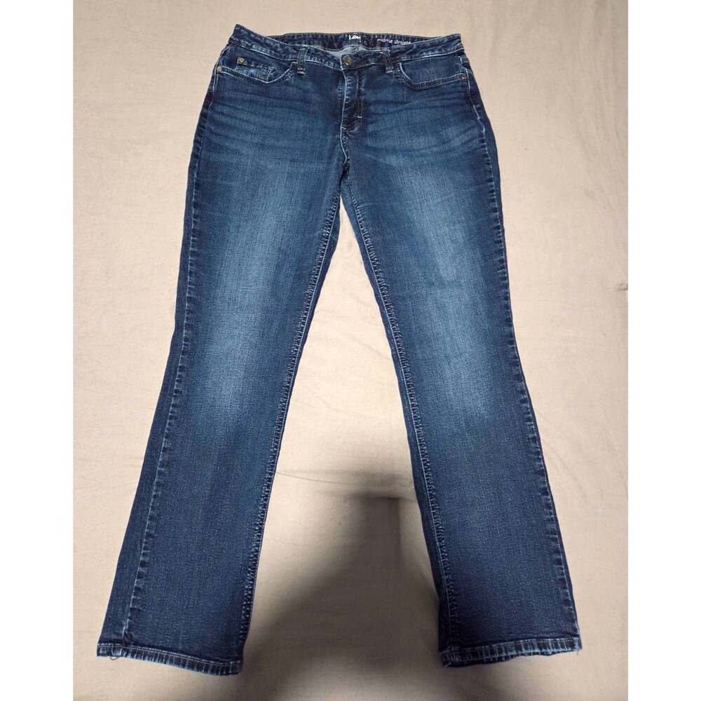 Lee Riders Womens Mid Rise Straight Jeans Size 14 Short 14S Medium Wash W34 L29